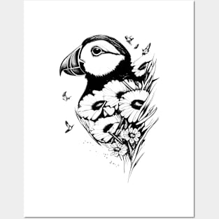 Puffin Wild Animal Nature Illustration Art Tattoo Posters and Art